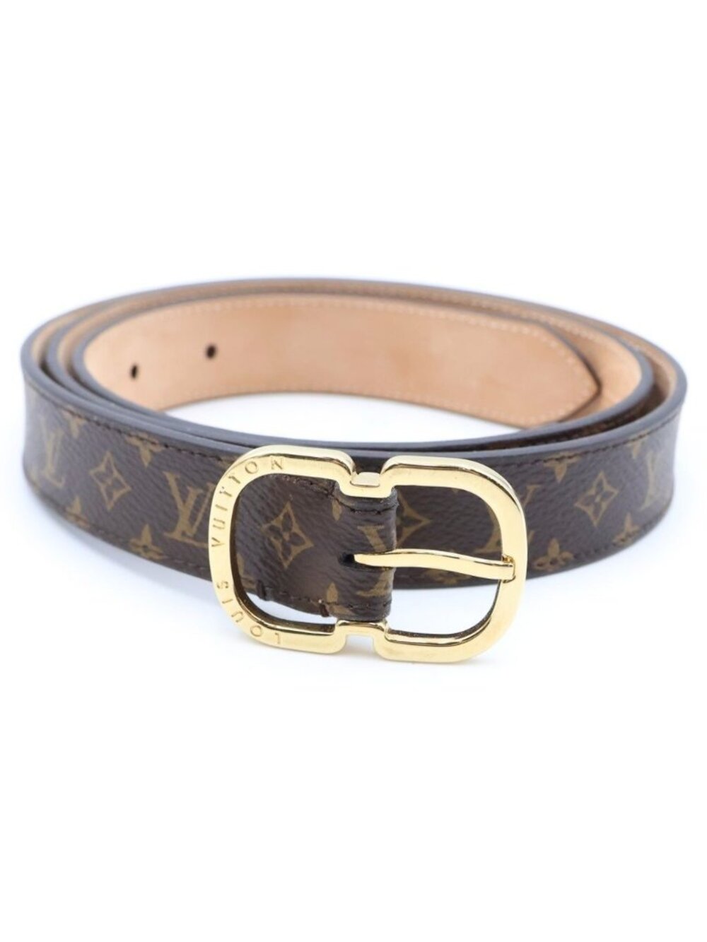 Louis Vuitton Monogram Mini Belt Ceinture Mini 25 Brown Gold